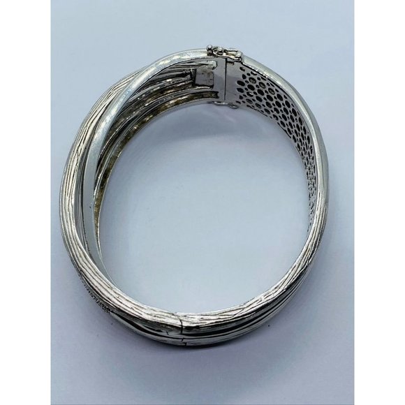 EFFY BH Balissima Diamond Sterling Silver Hinged Bangle asymmetric wrap - Picture 6 of 11